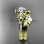 Forever One Moissanite Flower wedding sets, 14kt yellow gold diamond floral engagement ring ADLR333S