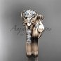 Forever One Moissanite Flower wedding sets, 14kt rose gold diamond floral engagement ring ADLR333S