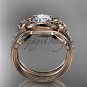 Forever One Moissanite Flower wedding sets, 14kt rose gold diamond floral engagement ring ADLR333S