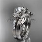 Forever One Moissanite Flower wedding sets, platinum diamond floral engagement ring ADLR333S