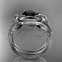 Black Diamond Flower wedding sets, platinum diamond floral engagement ring ADLR333S