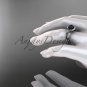 Vine and leaf black pearl engagement ring platinum diamond wedding ring ABP65