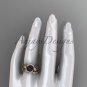 Vine and leaf black pearl wedding set 14k rose gold diamond engagement ring ABP65S