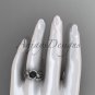 Vine and leaf black pearl wedding set platinum diamond engagement ring ABP65S
