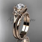 Flower wedding set 14k rose gold engagement ring ADLR375S