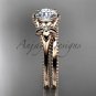 Flower wedding set 14k rose gold engagement ring ADLR375S