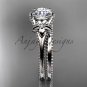 Charles & Colvard Forever One Moissanite Flower wedding set 14k white gold engagement ring ADLR375S