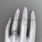 Charles & Colvard Forever One Moissanite Flower wedding set 14k white gold engagement ring ADLR375S