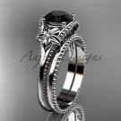 Black Diamond Flower wedding set 14k white gold engagement ring ADLR375S