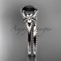 Black Diamond Flower wedding set 14k white gold engagement ring ADLR375S