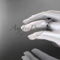 Black Diamond Flower wedding set platinum engagement ring ADLR375S