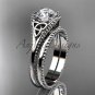 Moissanite Celtic knot wedding rings sets 14k white gold engagement ring CT7375S