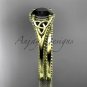 Black Diamond Celtic knot wedding rings sets 14k yellow gold engagement ring CT7375S