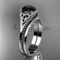 Black Diamond Celtic knot wedding rings sets platinum engagement ring CT7375S