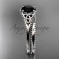 Black Diamond Celtic knot wedding rings sets platinum engagement ring CT7375S