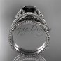 Black Diamond Celtic knot wedding rings sets platinum engagement ring CT7375S