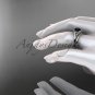Black Diamond Celtic knot wedding rings sets platinum engagement ring CT7375S