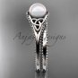 Pearl Celtic knot bridal sets 14k white gold engagement ring CTP7375S