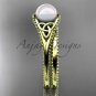 Pearl Celtic knot bridal sets 14k yellow gold engagement ring CTP7375S