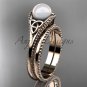 Pearl Celtic knot bridal sets 14k rose gold engagement ring CTP7375S