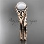 Pearl Celtic knot bridal sets 14k rose gold engagement ring CTP7375S