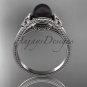 Black pearl celtic knot engagement ring 14k white gold bridal ring CTBP7375