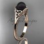 Black pearl celtic knot engagement ring 14k rose gold bridal ring CTBP7375