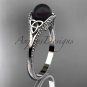 Black pearl celtic knot engagement ring platinum bridal ring CTBP7375
