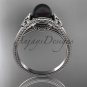 Black pearl celtic knot engagement ring platinum bridal ring CTBP7375