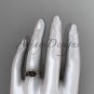 Black pearl celtic knot wedding set 14k rose gold bridal ring CTBP7375S