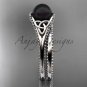 Black pearl celtic knot wedding set platinum bridal ring CTBP7375S