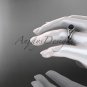 Black pearl celtic knot wedding set platinum bridal ring CTBP7375S