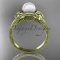 Pearl flower engagement ring 14k yellow gold bridal ring AP375