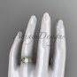 Pearl flower engagement ring 14k yellow gold bridal ring AP375