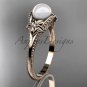 Pearl flower engagement ring 14k rose gold bridal ring AP375