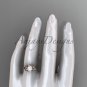 Pearl flower engagement ring 14k rose gold bridal ring AP375