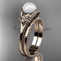 Flower pearl wedding set 14k rose gold bridal ring AP375S