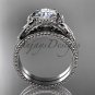 Bow wedding set 14k white gold engagement ring ADLR376S