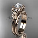 Moissanite wedding set 14k rose gold bow engagement ring ADLR376S