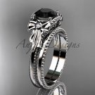 Black Diamond wedding set platinum bow engagement ring ADLR376S