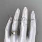 Bow engagement ring 14k yellow gold pearl wedding ring AP376
