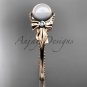 Bow engagement ring 14k rose gold pearl wedding ring AP376