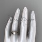 Bow engagement ring 14k rose gold pearl wedding ring AP376