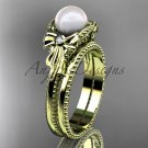 Bow wedding set 14k yellow gold pearl engagement ring AP376S