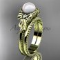 Bow wedding set 14k yellow gold pearl engagement ring AP376S