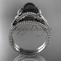 Bow ring platinum tahitian black pearl bridal set ABP376S