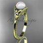 Flower engagement ring 14k yellow gold pearl wedding ring AP377