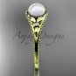 Flower engagement ring 14k yellow gold pearl wedding ring AP377