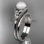 Flower wedding set 14k white gold pearl engagement ring AP377S