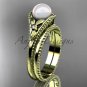 Flower wedding set 14k yellow gold pearl engagement ring AP377S